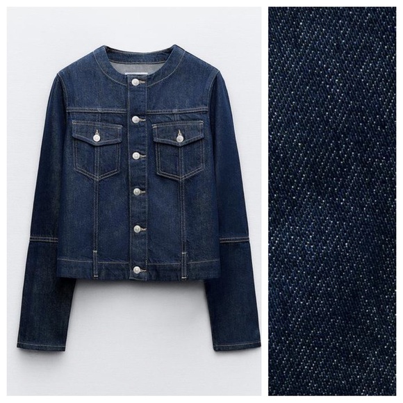 NWT. Zara TRF Dark Indigo Denim Jacket. Size M. - Picture 6 of 12
